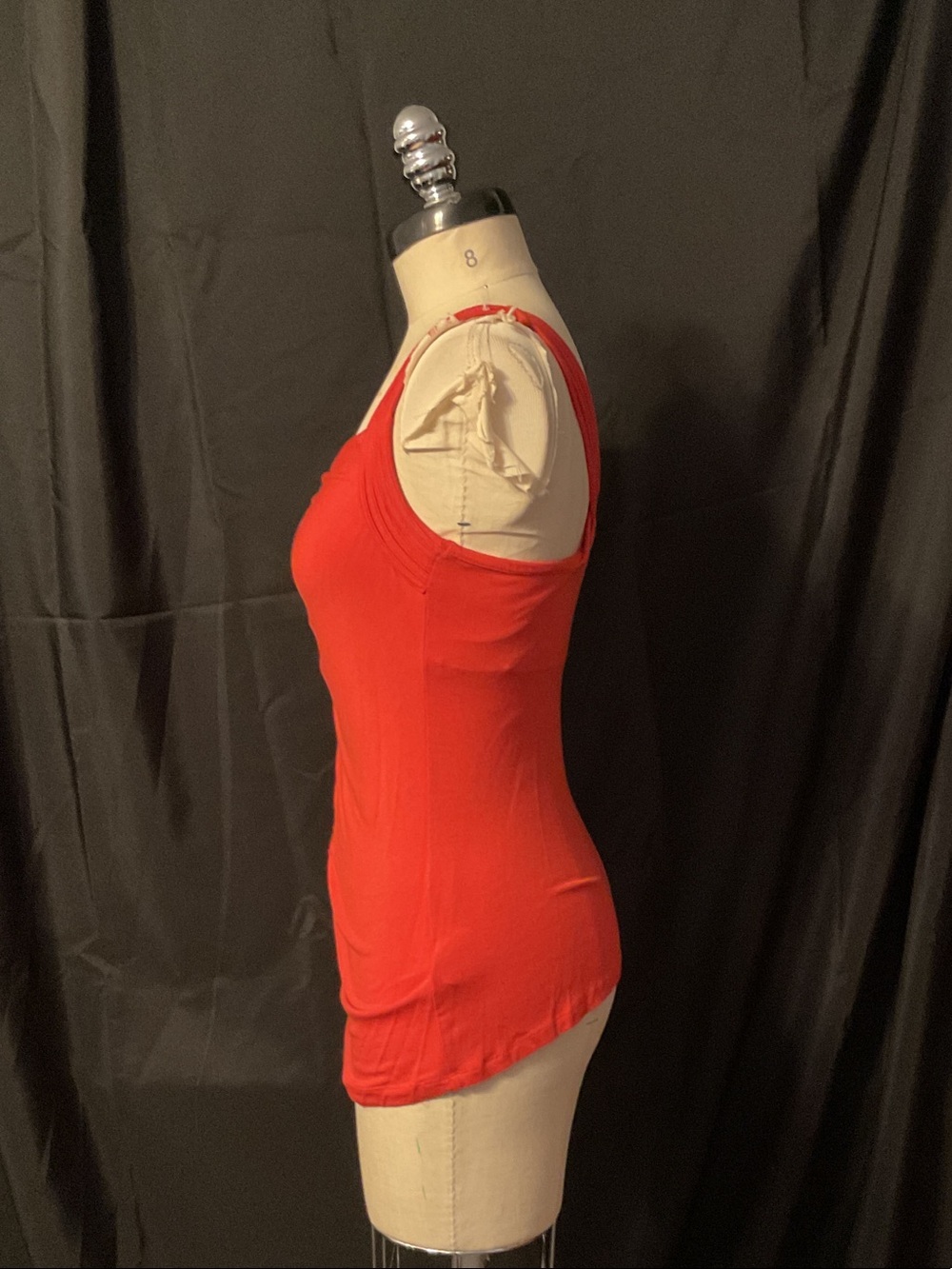 Women's Red Ruched Tank Top - Picture 4 of 6